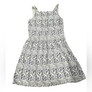 Loft Keyhole Back Dress Blue White Floral Size 2